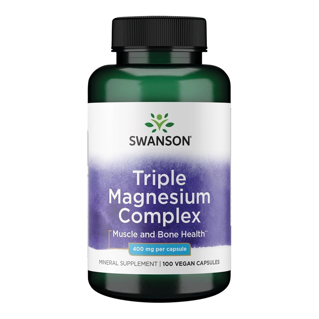 Swanson Triple Magnésium Complexe - 100 Capsules, 400mg Chaque