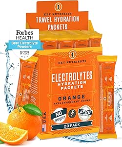 KEY NUTRIENTs Electrolytes Powder Packets 20 Pack - No Sugar, Delicious Tangy Orange, Hydration Packets with Electrolyte Powder for Refreshing Electrolyte Drink Mix Packets - Zero Calories