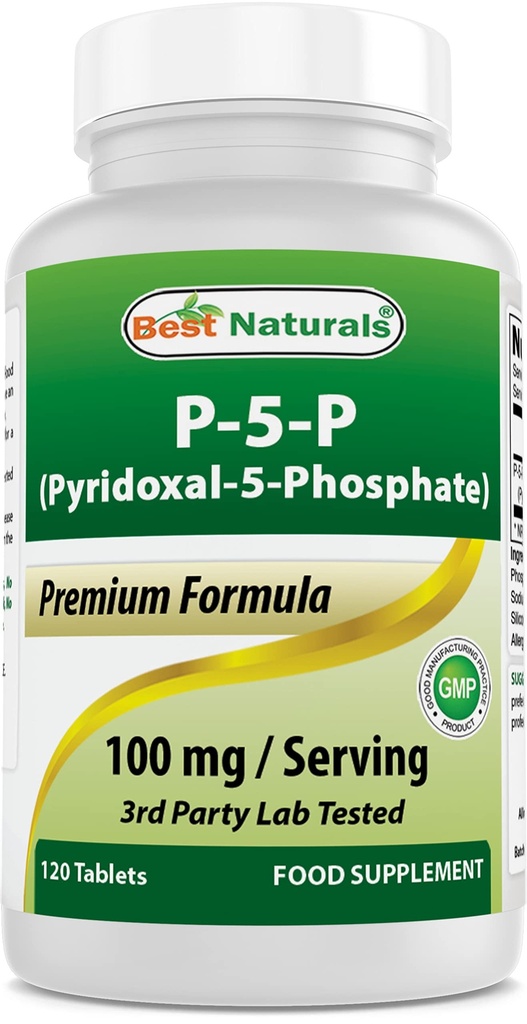 Best Naturals P5P Vitamin B6 (Pyridoxal 5 Phosphate) 100 mg/Serving - 120 Tabletten - eine aktive Form von Vitamin B6.