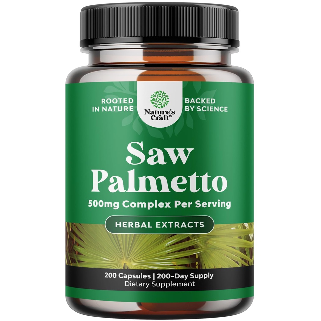 Extra Strength Saw Palmetto Extrakt - Fortgeschrittene Kräuter-Komplex für die Haargesundheit und urinäre Unterstützung mit Pflanzen Sterolen & Flavonoiden - Potent Kräuter-Ergänzung mit 500mg pro Portion - 200 Kapseln