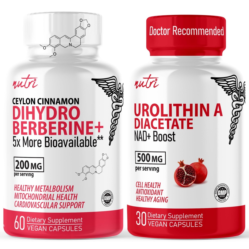 Nature's Fusions Nutri Dihydroberberine (60 Capsules) & Urolithine Un supplément de 500mg pour stimuler l'énergie