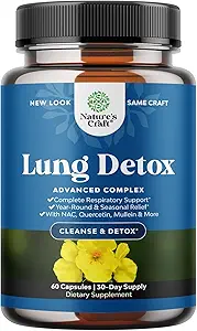 Lung Detox Mullein Leaf Capsules - Reinigung Mullein Lung Cleanse Complex mit NAC Quercetin & Cordyceps Extrakte - Leaf Herb Respiratory Supplement für Sinus Immunität und Atmungsunterstützung 60ct
