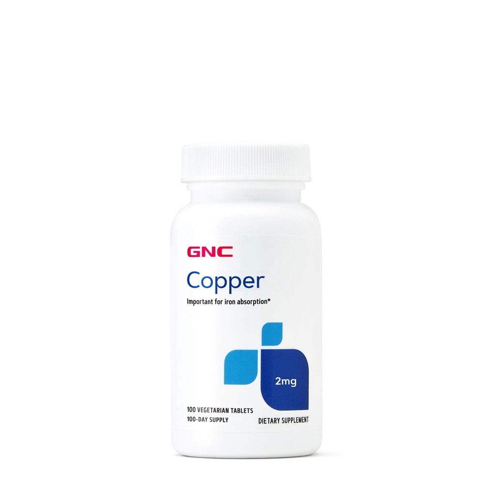 GNC Kupfer 2mg, wichtig für Eisenabsorption, 100 Zähler