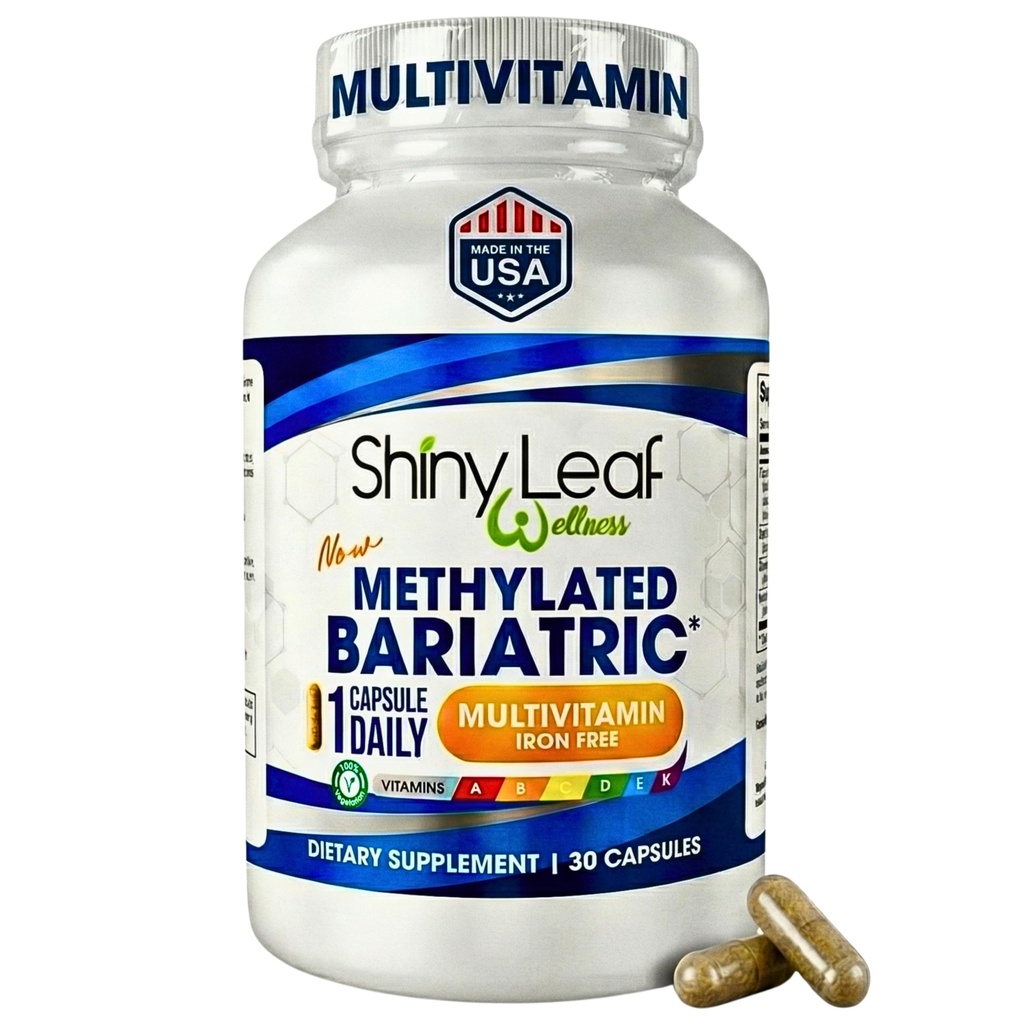 Shiny Leaf Bariatric Multivitamin Ohne Eisen - Vitamine für Magen-Bypass & Sleeve, 1 Tägliche Kapsel W Vitamin A, C, D, Biotin, Zink, B12, K, Vegetarisch, Soy-Free, GMP Cert., Made in USA (30 Ct.)