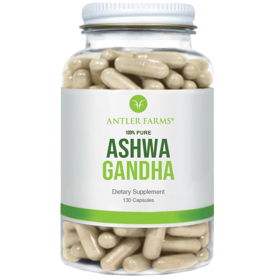Geweihfarmen – 100% Pure Ashwagandha Root und Ashwagandha Root Extract, 130 Capsules, 1200mg – Standardisiert auf 5% Withanolides, stärkt Psychische Leistung, Energie und Immunität