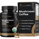 100% Organic Mushroom Coffee Capsule - Integratore di energia naturale con 130 mg di caffeina da Chicco di caffè verde brevettato clinicamente Proven & Guayusa Estratti per Jitter-Free Energy & Focus (30 Serve)