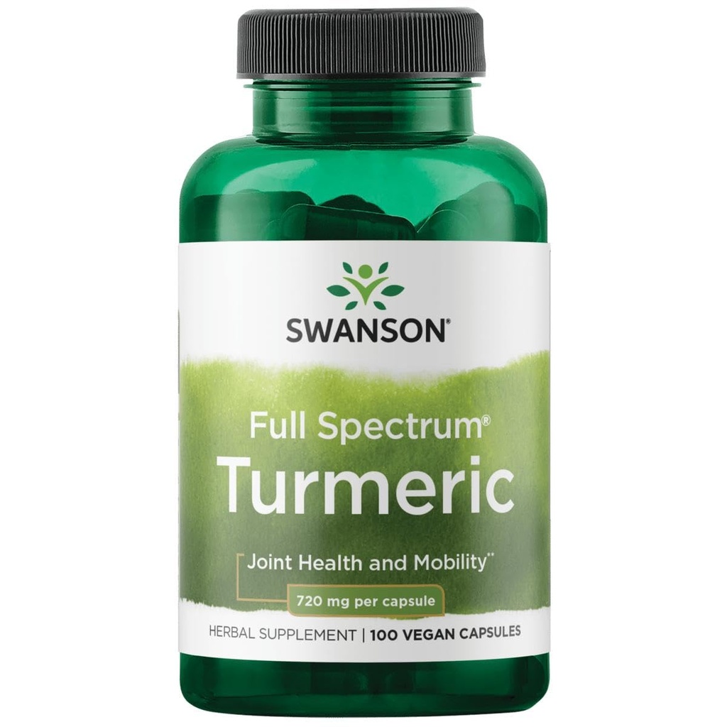 Swanson Full Spectrum Turmeric - Herbal Supplement Supporting Joint Health & Mobility - Natural Formula Supporting Digestive Health - (100 Capsules, 720mg Each)