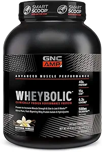 GNC AMP Wheybolic polvere proteica clinicamente provata, 40g proteine del siero, BCAA, leucina, aumenta la resistenza muscolare, costruzione del muscolo, 3 ° partito testato, senza glutine, Vaniglia classica, 33 Servings