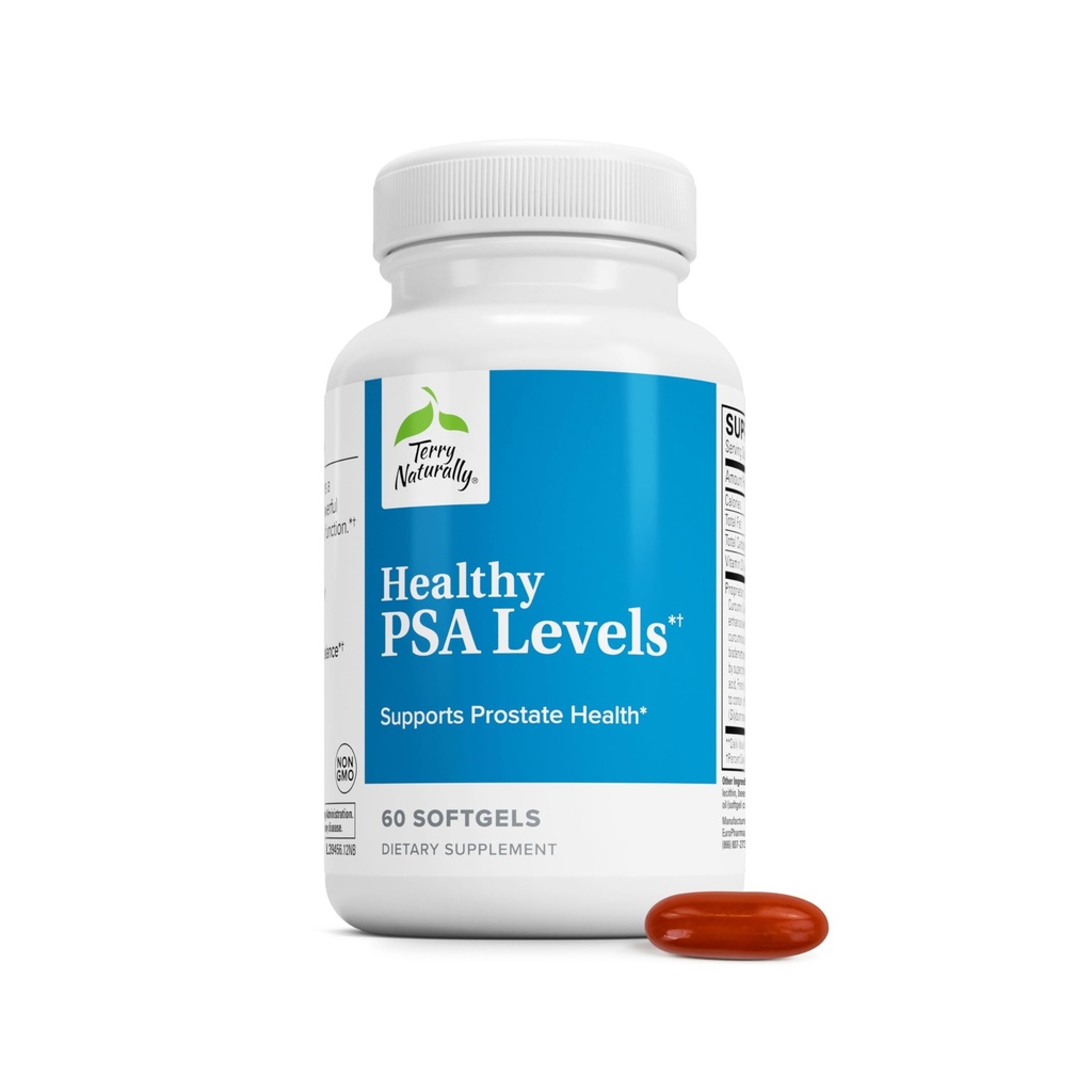 Terry Livelli PSA naturalmente sani - Supplemento alimentare per il supporto sano della prostata e dell'equilibrio dell'ormone - Supplemento di erbe con curcumina, olio essenziale e semi di uva curcuma - 60 Softgels