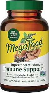 MegaFood Superfood Mushroom Immune Support - Maitake Mushroom Supplement con Elderberry & Holy Basil per aiutare a sostenere un sistema immunitario sano - Medico formulato, Vegan - 60 capsule, 30 Serve