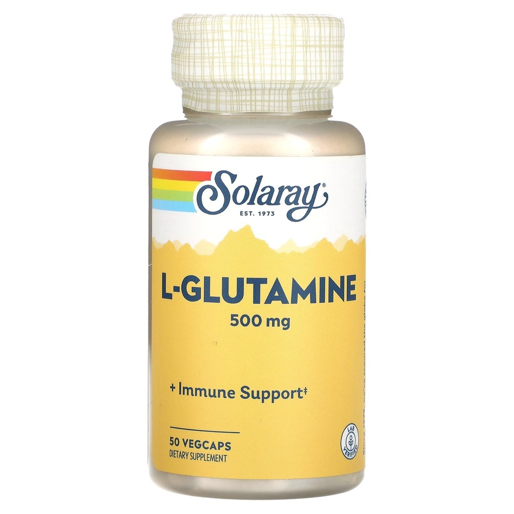 SOLARAY L Capsules de glutamine 500 mg - Support immunitaire - Acid Amino libre - Garantie de remboursement de 60 jours de laboratoire, 50 portions, 50 VegCaps