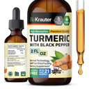 BIO KRAUTER Turmeric Supplement Tincture - 1200 mg Kurkuma mit schwarzem Pfeffer Extrakt - Alkohol und Zuckerfrei - Vegan Tropfen 2 Fl.Oz.