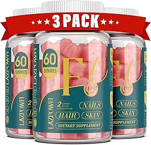Biotin Gummis -Hair Skin und Nägel Vitamine für Männer & Frauen, Vegan Vitamin B7, unterstützt Haarwachstum und stärkere Nägel,90 Tage Versorgung-Raspberry-3 Pack