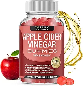 Toplux Apple Cider Essiggummis - 1000mg ACV mit B12, Beet Root, Granatapfel für Immunsystem, Detox & Cleanse, Gummy Alternative zu Apple Cider Essig Kapseln, für Herren Frauen, 60 Gummies