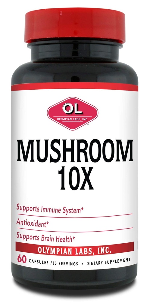Capsule Integratori per Funghi 10X - Sistema immunitario, Antiossidante, Salute Del Cervello - 60 Capsule (30 Serve)