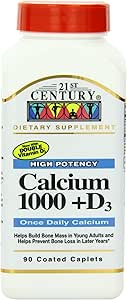 Calcium des 21. Jahrhunderts, 1000mg Plus Vitamin D, 90 Tabletten (Pack mit 4)
