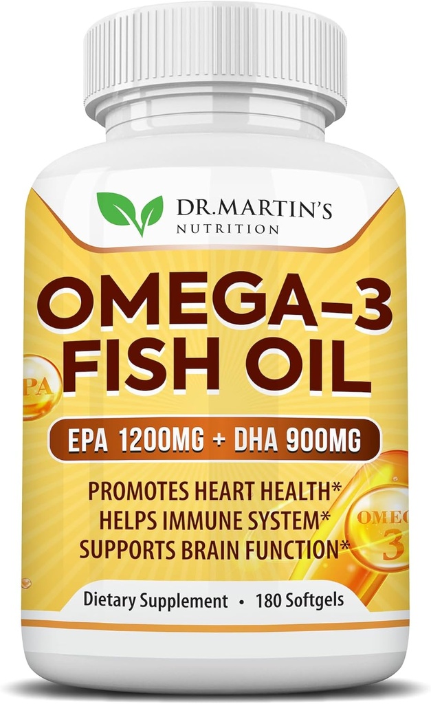 Omega 3 Huile de poisson 3750mg Triple Strength EPA 1200mg + DHA 900mg Acides gras.