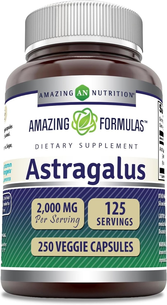 Erstaunliche Formeln Astragalus 2000 mg Pro Servierkapseln Ergänzung | Hergestellt aus reinem Astragalus Membranaceus Pflanzenwurzelextrakt | Non-GMO | Glutenfrei (250 Zähler)