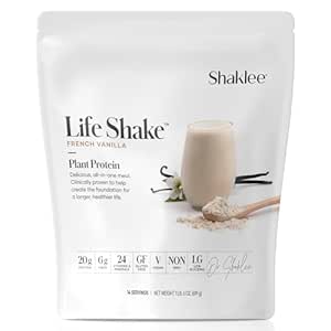 Shaklee Life ShakeTM Plant Protein French Vanilla - Komplette Meal Ersatz mit 20g Protein, 6g Fiber, 24 Vitamine & Minerals - Unterstützt Satiety & Gesundes Gewicht - Non-GMO - 14 Portionen