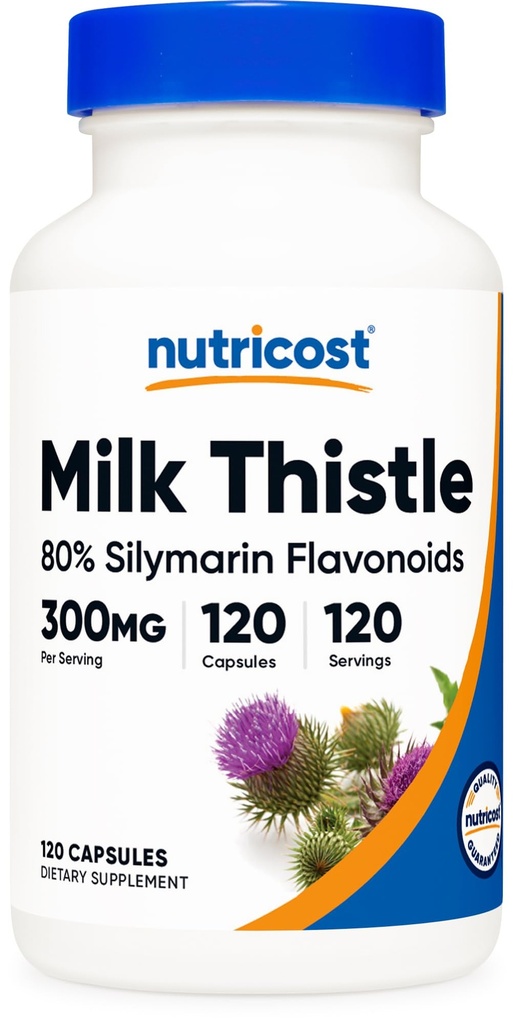 Nutricost Milk Thistle Kapseln 300mg, 120 Kapseln (80% Silymarin) - Gluten-Free & Non-GMO