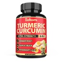 Satoomi 6in1 Turmeric Curcumin Supplement - 3 Monate Versorgung - 95% Curcuminoide mit Ginger Root, Knoblauch Bulb, Rosmarin & Schwarz Pfeffer - 90 Kapseln