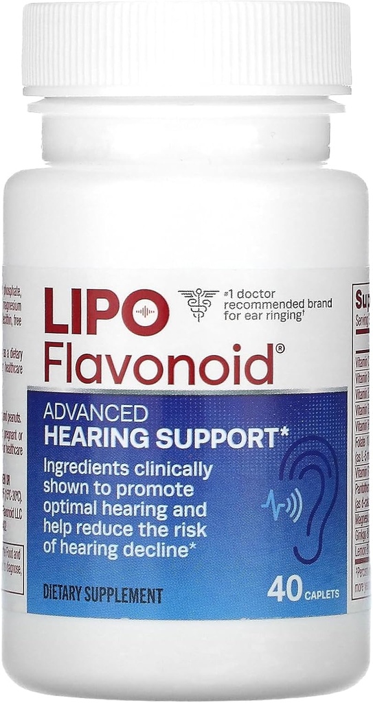 Lipo Flavonoid Advanced Hearing Support Supplemento giornaliero - Aiuta a ridurre il rischio di udito Decline & promuove l'udito ottimale - 40 Caplets