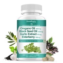 Estratto di olio di origano organico – 11-in-1 Blend con olio di semi neri, sambuco, aglio, foglia d'oliva – magnesio e pepe nero per l'assorbimento – Immune, respiratorio e digestivo – Vegan, non OGM, 120 Ct