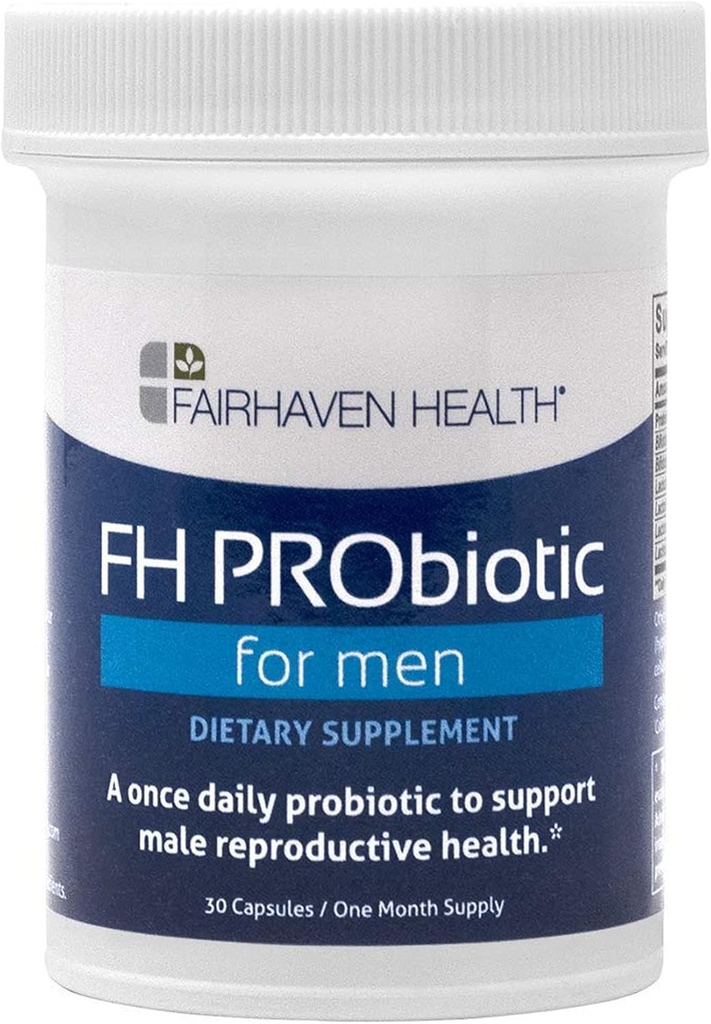 Fairhaven Salute FH PRObiotico per gli uomini | Male Fertilità Supplemento | 6 Probiotici Strains per sostenere la fertilità maschile | Gluten and Soy Free | 1 Mese di alimentazione