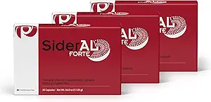 SiderAL Forte Ferro supplemento e vitamina C per le donne e gli uomini - Supplemento di ferro Premium per la carenza di ferro e il supporto dell'anemia - Alto assorbimento - Gentle on The Stomach - Non-Constipating - 90 Caps