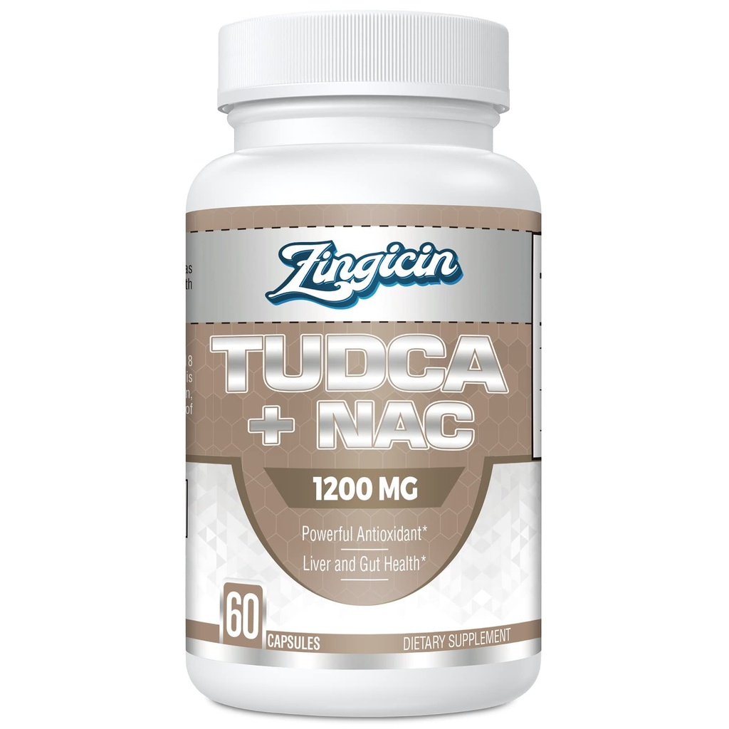 TUDCA con NAC Supplemento 1200mg - 60 capsule,Powerful TUDCA Bile Salt Plus N-Acetyl-Cysteine,Antioxidant Supplements for Liver,Digestione