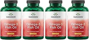 Swanson Omega 3 Fish Oil Supplemento cuore Cervello e supporto misto GMO-Free EFAs 180 mg EPA Plus 120 mg DHA 150 Softgel Capsule Limoni Flavor (4 Pack)