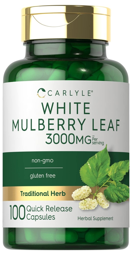 Extrait de feuille de mûre de Carlyle 3000mg de 100 capsules Supplément à base de plantes sans OGM et sans gluten