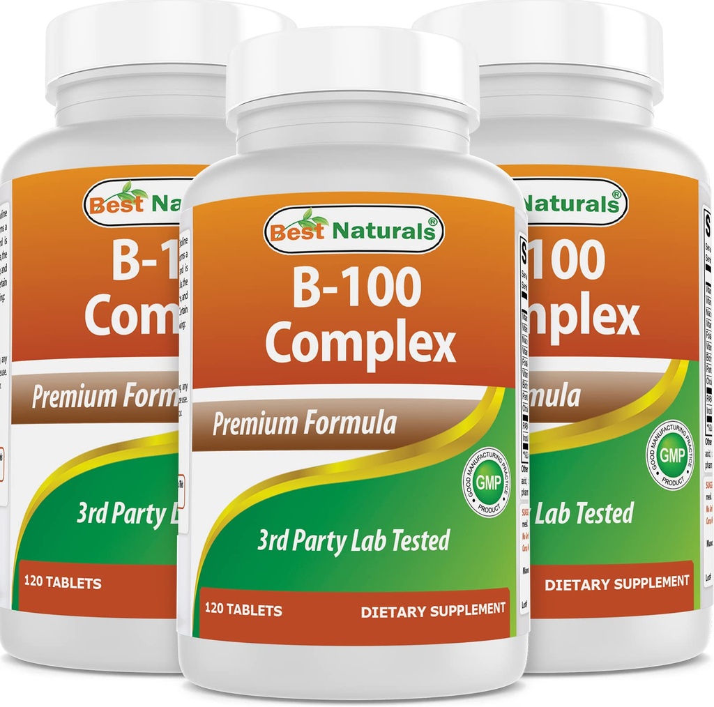 Meilleurs produits naturels B 100 Comprimés complexes 120 (B vitamines complexes) (120 Nombre (paquet de 3))