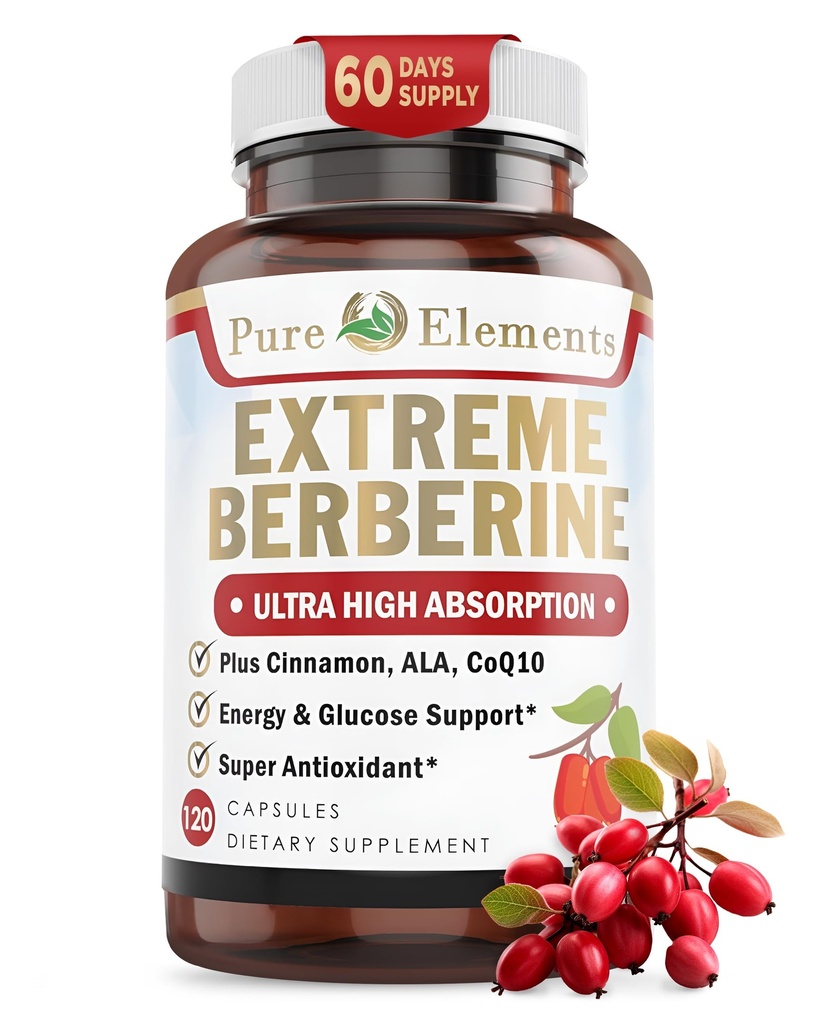 Extreme Berberine Plus avec ALA, Coq10, Turmeric, Cannelle, Bitter Melon, Banaba Leaf, Panax coréen, Royal Jelly et autres 21 herbes pour la santé du sucre de sang et la santé et l'immunité