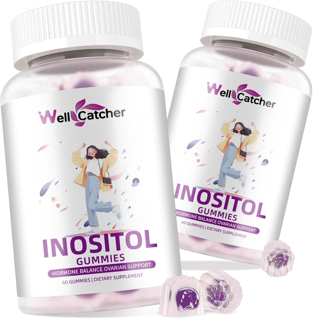 Inositol Gummie Myo-Inositol & D-Chiro Inositol Ideal 40:1 Ratio Inositol Ergänzung mit Omega-3 Vitamin D3 Unterstützt gesunde Ovulation Cycle Regularity Grape Flavor 2 Packungen