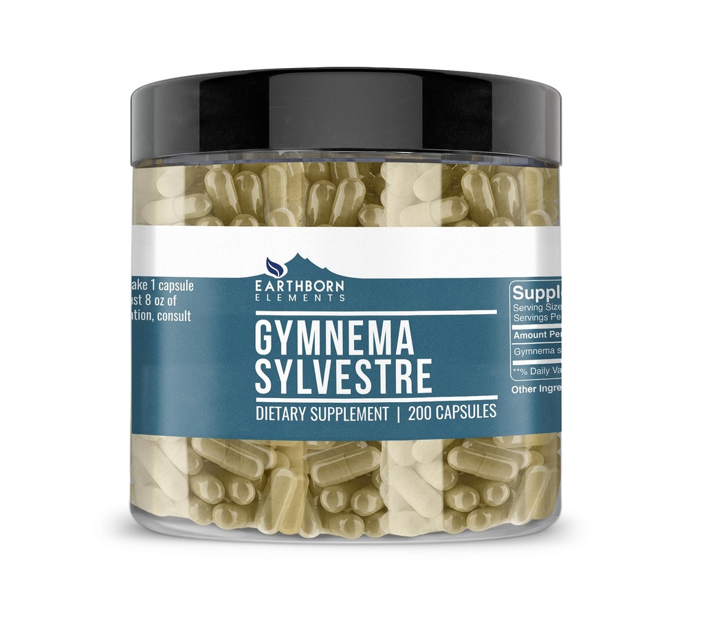 Earthborn Elements Gymnema Sylvestre 200 Capsules, Pure & Undiluted, No Additives