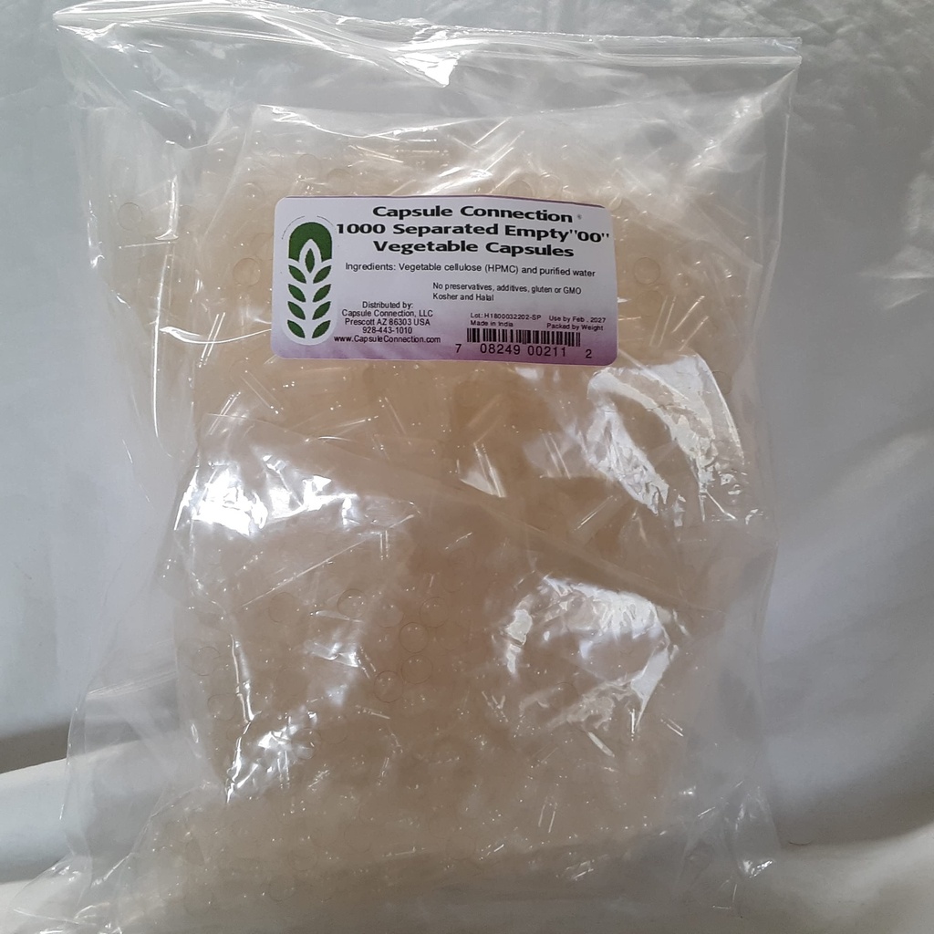 Capsule Connessione 1000 Capsule Vegetali Vuoti Separati, Dimensioni 00", Vegan & Vegetariano Rivestimento