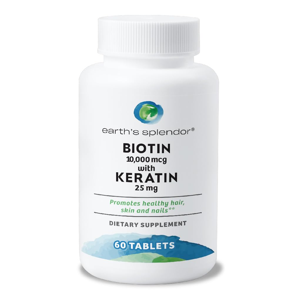 Splendor Biotin 10.000 mcg + Keratin 25mg, promuove capelli sani, unghie forti e supporto cutaneo, alimentazione di 60 giorni