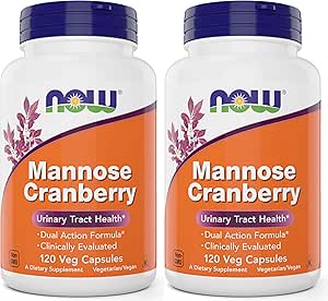 JETZT Lebensmittel Mannose Cranberry, 120 Kapseln (Pack von 2) - mit PAC - 450mg dMannose, 250mg Ganze Cranberry - Urinary Tract Health* - Vegan Friendly Supplement, Non-GMO