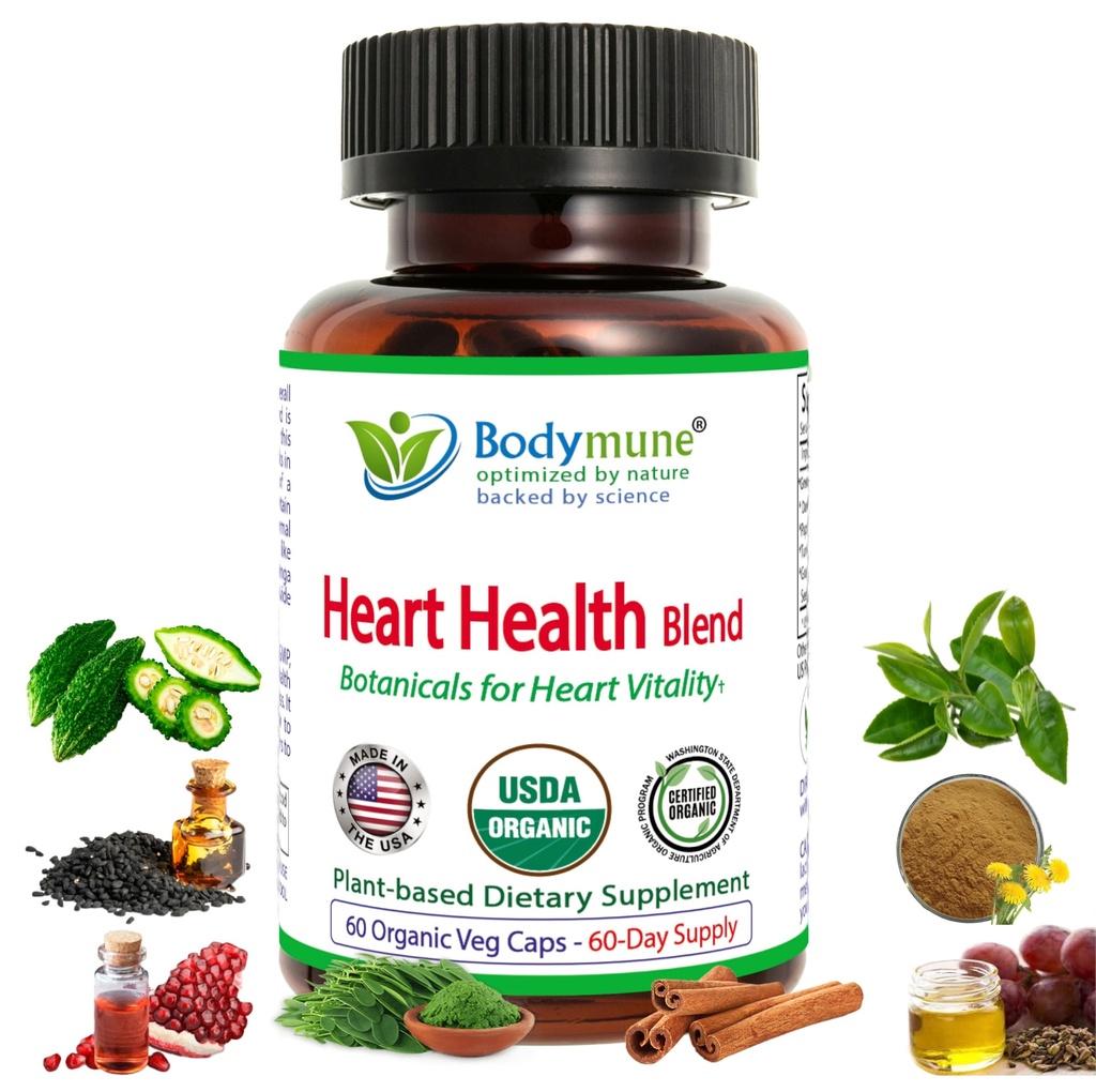 Colesterolo Supporta la miscela di salute del cuore | USDA Integratore organico w/estratti di tè verde, dadelion, bitter Melon, Moringa | Fornitura di 60 giorni | Vegan, non OGM, senza glutine, Made in USA