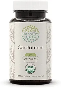 HerbEra Cardamom USDA Organic 60 Capsules , supplément naturel à base de plantes , Capsules végétales biologiques certifiées et Cardamome biologique (Elettaria cardamomum) Pod séché (60 Capsules)