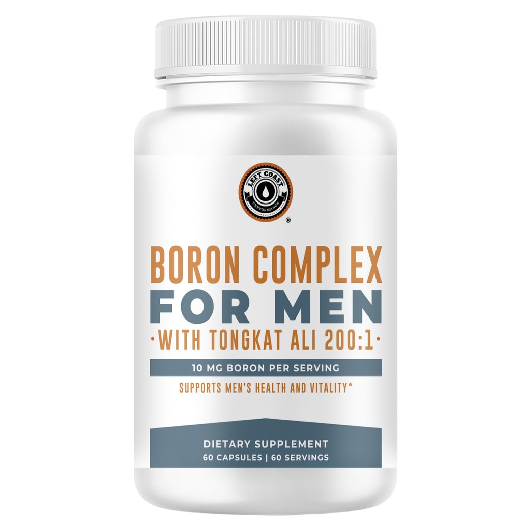 Boron Ergänzung für Männer mit Tongkat Ali - Vitamin D3, Zink Picolinate 30mg, Longjack Tongkat Ali für Männer - Boron Citrate 10mg für Männer Gesundheit - Non GMO, Glutenfrei, keine Allergene - 60 Count