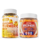 Zuckerfreie Kurkuma Curcumin gefüllte Gummis 550mg für Erwachsene,Vegan Eisen Gummis Supplement mit Vitamin C