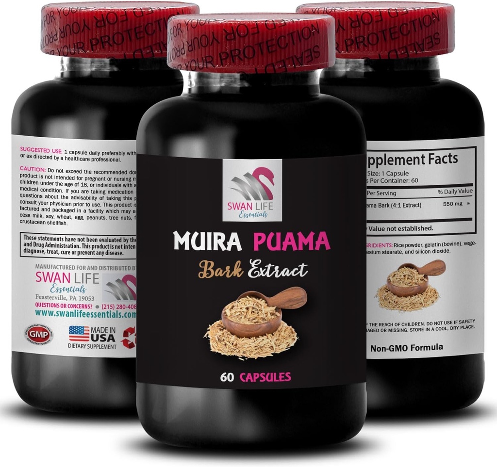 Herbal Awakening - MUIRA PUAMA BARK EXTRACT - Energizing Plant Power, Plant-Driven Balance, Everyday Strength Support, Adventure Readiness, Energy Optimizer, Botanical Drive 1 Bottle 60 Capsules