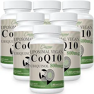 Liposomal CoQ10 800mg Ubiquinol Softgel, Max Absorption Ubiquinol Coenzyme Q10, Ubiquinol CoQ10 Supplemento per Antiossidante, Funzione cardiaca e produzione di energia, CoQ10 puro 800mg, 360 Vegan Softgels