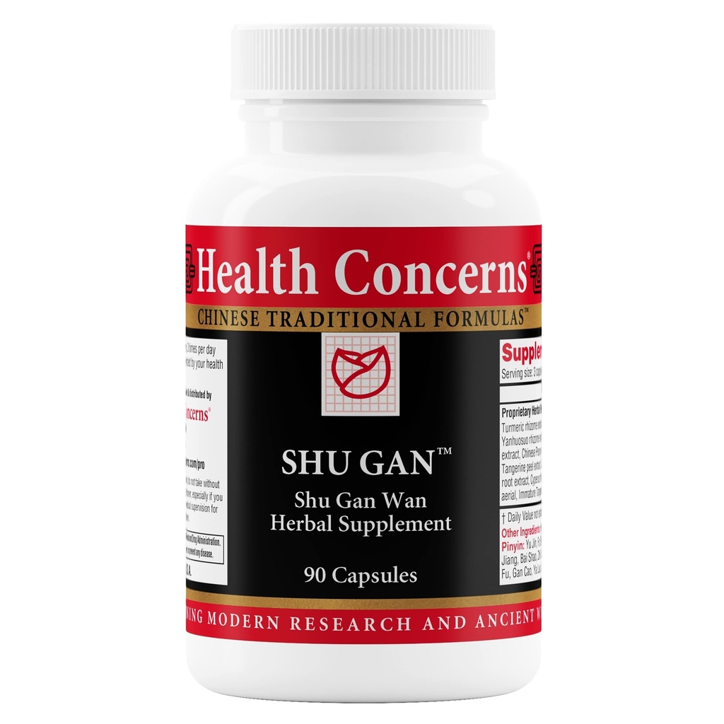 Preoccupazioni per la salute Shu Gan – Supporto per il fegato & Digestion Relief – Bloating, Nausea, Gut Health, Gallbladder & Gastric Balance – Formula di erbe cinese con Turmeric & Peony – 90 capsule