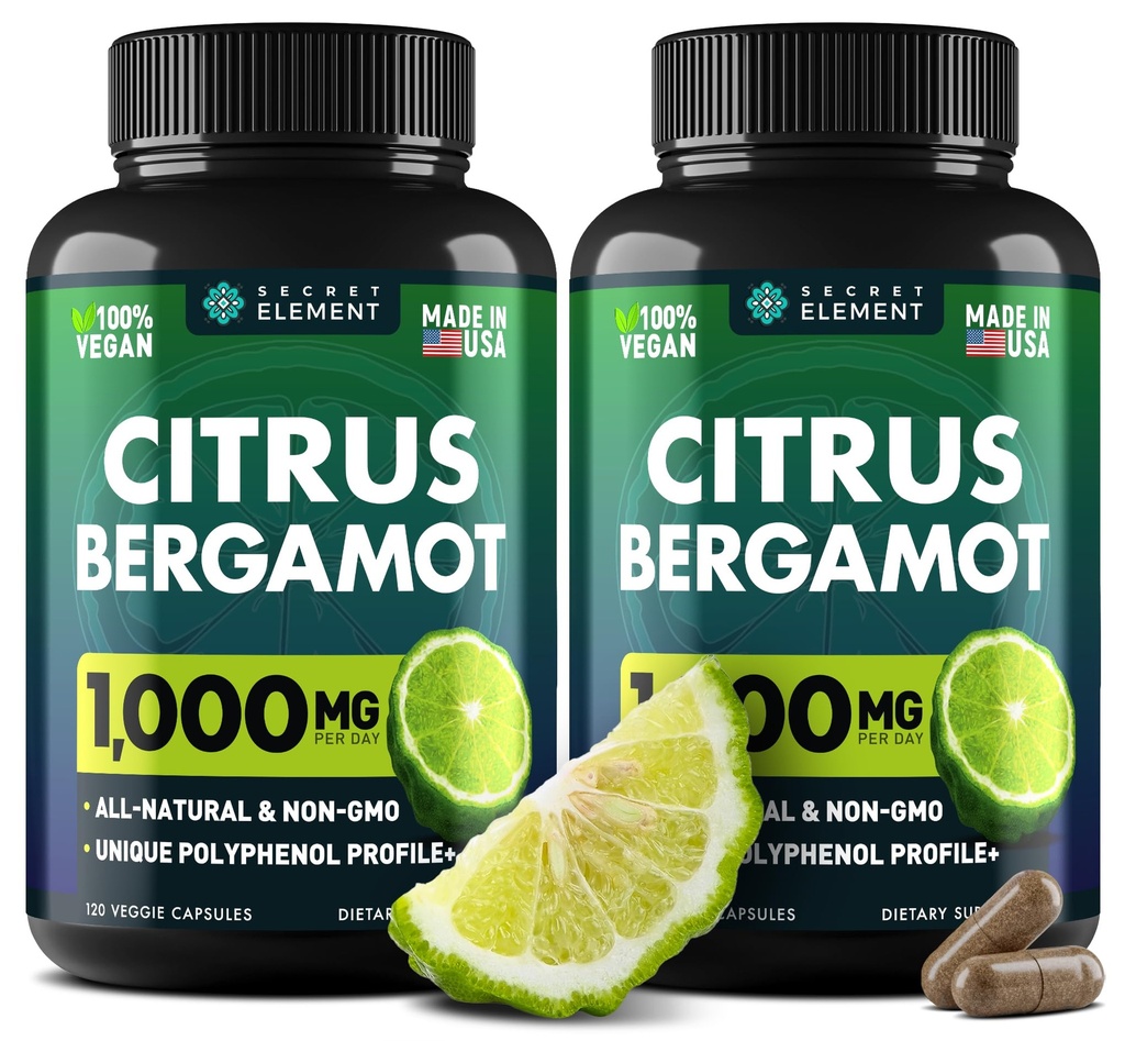 (2 PACK) Citrus Bergamot Extract 1000mg - Citrus Bergamot Supplemento per la salute circolatoria, l'immunità, e Graceful Aging - 2x la potenza di Citrus Bergamot 500mg - 240 Vegan Citrus Bergamot Capsule