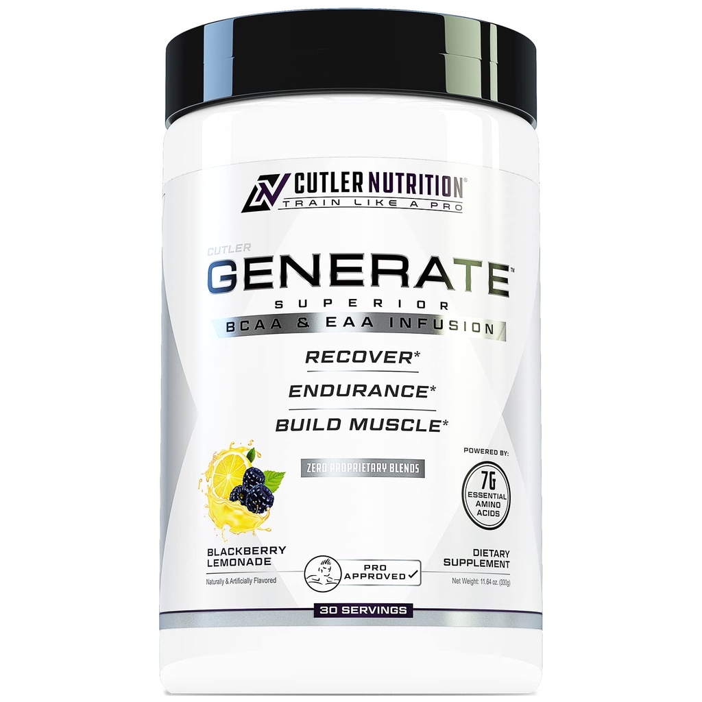 Generare EAA e BCAA Polvere: Miglior Post Workout Recovery Drink e Aminoacidi a catena ramificata Supplemento con aminoacidi essenziali, 5g BCAAs, 2g EAAs | BlackBerry Lemonade, 30 Servings