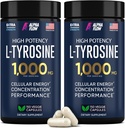[2 Pack] L-Tyrosine 1000MG Kapseln - Natürliche L Tyrosin Ergänzung für Kinder & Erwachsene - Energie-Boost und Gehirn Ergänzung - 2x die Potenz von L-Tyrosine 500mg Kapseln - 300 Vegan LTyrosine Kapseln