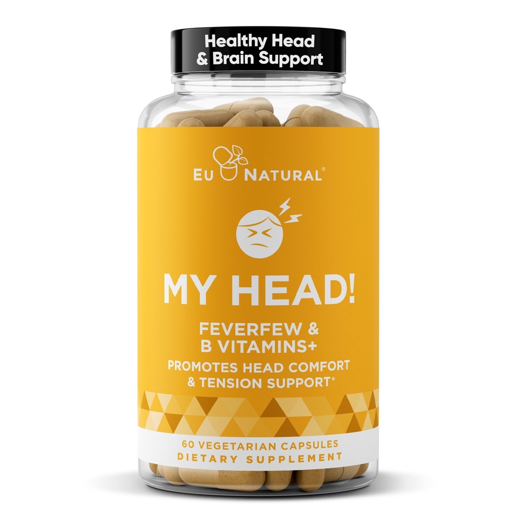 La mia testa! Vitamine di mal di testa – Sensibilità, Tensione, Comfort, Funzione di testa sana per una mente chiara – Magnesio ad azione rapida, Febbre, Boswellia, Vitamina D, Ginger, & More – 60 capsule morbide